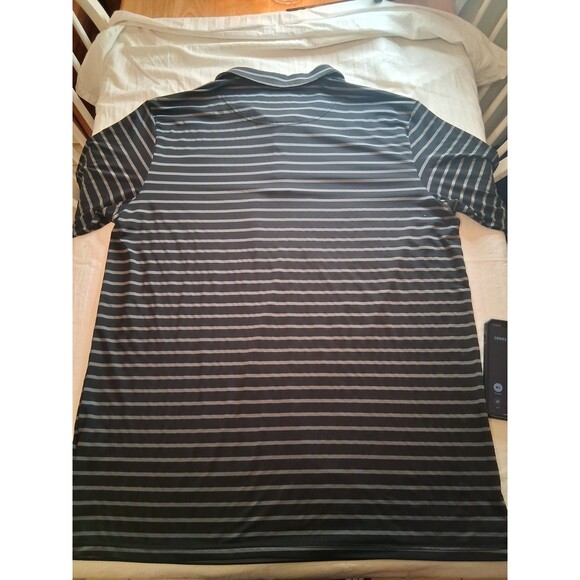 Drake Clothing Co. Polo Shirt Mens Sz XL  Black Gray Striped Performance Stretch - Picture 2 of 5